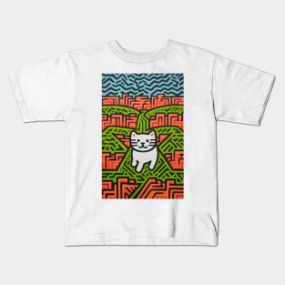 Riso-graphic Cat's Joyful Field Kids T-Shirt